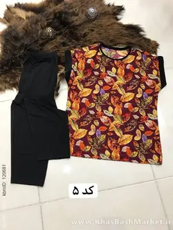 شومیز شلوارک طرح برگ کد 5324