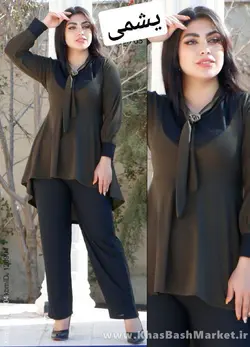 تونیک شلوار پشت بلند یقه کراواتی گیپوری کد 8583