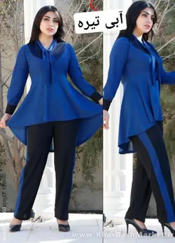 تونیک شلوار پشت بلند یقه کراواتی گیپوری کد 8583