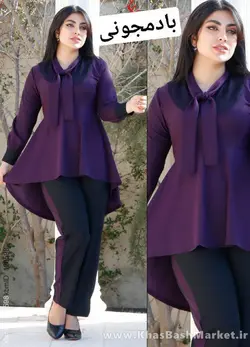 تونیک شلوار پشت بلند یقه کراواتی گیپوری کد 8583
