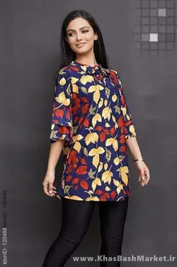 شومیز کراواتی آستین دو کلوش طرح ترنج کد 5317