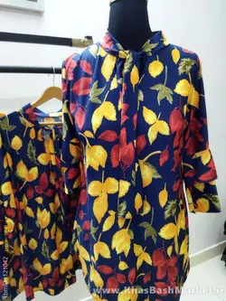 شومیز کراواتی آستین دو کلوش طرح ترنج کد 5317