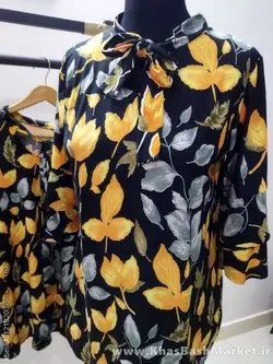 شومیز کراواتی آستین دو کلوش طرح ترنج کد 5317