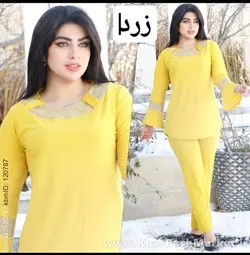تونیک شلوار استین کلوش یقه پولکی کد 2043