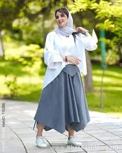 ست دوتیکه شومیز ودامن شلواری آنا کد 1363