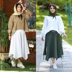 ست دوتیکه شومیز ودامن شلواری آنا کد 1363