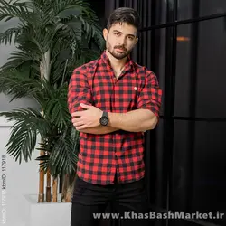 پیراهن چهارخانه قرمزمدل Joyan