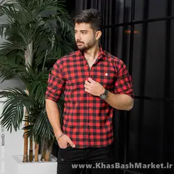 پیراهن چهارخانه قرمزمدل Joyan