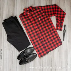 پیراهن چهارخانه قرمزمدل Joyan