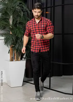 پیراهن چهارخانه قرمزمدل Joyan