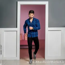 پیراهن مردانه آبی سرمه ای مدل Nozar