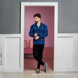 پیراهن مردانه آبی سرمه ای مدل Nozar