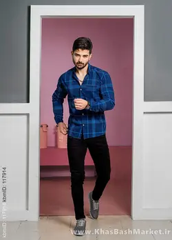 پیراهن مردانه آبی سرمه ای مدل Nozar