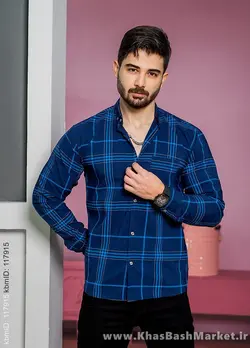 پیراهن مردانه آبی سرمه ای مدل Nozar