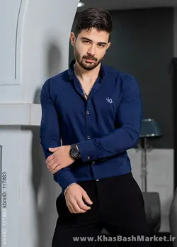پیراهن مردانه سرمه ای مدل VQ