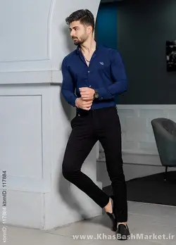 پیراهن مردانه سرمه ای مدل VQ