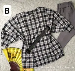 شومیز پانچ بوگاتی کمربنددار کد 70985