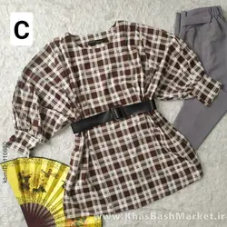 شومیز پانچ بوگاتی کمربنددار کد 70985