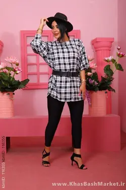 شومیز پانچ بوگاتی کمربنددار کد 70985