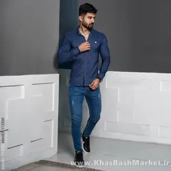 پیراهن مردانه آبی مدل Miad