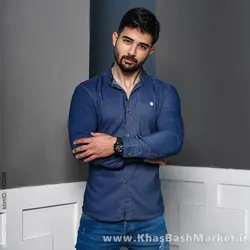 پیراهن مردانه آبی مدل Miad