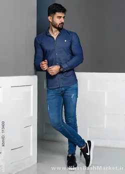 پیراهن مردانه آبی مدل Miad