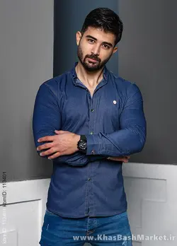 پیراهن مردانه آبی مدل Miad