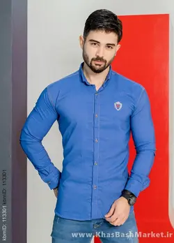 پیراهن آبی مردانه مدل Bezos