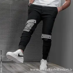 شلوار اسلش مشکی طوسی مردانه مدل Mehrab