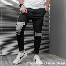 شلوار اسلش مشکی طوسی مردانه مدل Mehrab