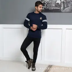 پلیور مردانه سرمه ای مدل Akar