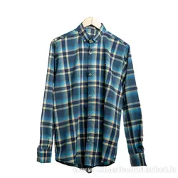 پیراهن چهارخونه زرد آبی مدل Roga