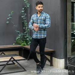 پیراهن چهارخونه زرد آبی مدل Roga