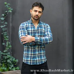 پیراهن چهارخونه زرد آبی مدل Roga