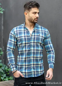 پیراهن چهارخونه زرد آبی مدل Roga