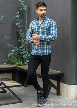 پیراهن چهارخونه زرد آبی مدل Roga