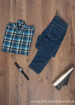 پیراهن چهارخونه زرد آبی مدل Roga