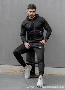 ست هودی شلوار جیب پاکتی نایک مشکی مردانه مدلNIVANO