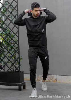 ست هودی شلوار جیب پاکتی نایک مشکی مردانه مدلNIVANO