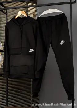 ست هودی شلوار جیب پاکتی نایک مشکی مردانه مدلNIVANO