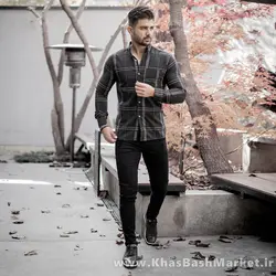 پیراهن مشکی راه راه مردانه مدل Santa