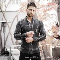 پیراهن مشکی راه راه مردانه مدل Santa