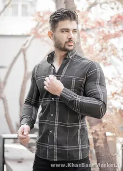 پیراهن مشکی راه راه مردانه مدل Santa