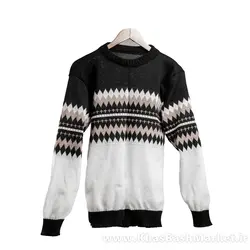 پلیور ژاکارد سفید مشکی مردانه مدلSami