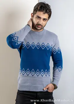 پلیور مردانه طوسی آبی(T) مدل roter