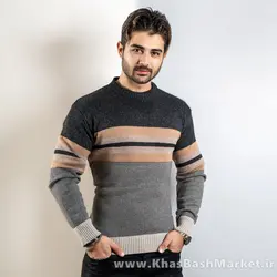 پلیور راه راه ذغالی قهوه ای(T) مردانه مدل yalan