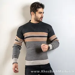 پلیور راه راه ذغالی قهوه ای(T) مردانه مدل yalan