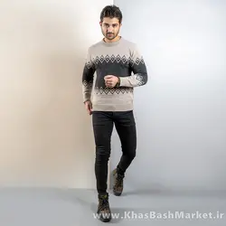 پلیور مردانه کرم مشکی(T) مدل roter