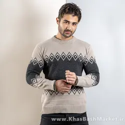 پلیور مردانه کرم مشکی(T) مدل roter