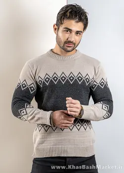 پلیور مردانه کرم مشکی(T) مدل roter